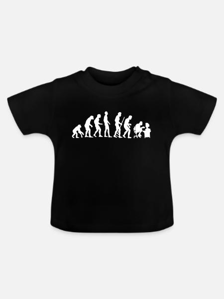 Evolution du singe à l'homme tordu en arrière Pc nerd - T-shirt bio col rond Bébé - noir