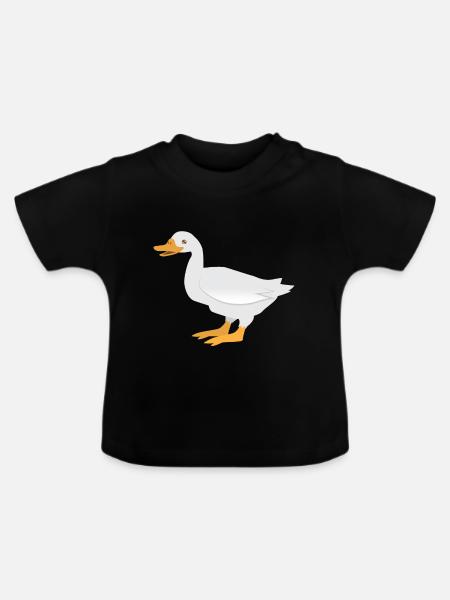Stehende weiße Ente - Baby Bio-T-Shirt mit Rundhals - Schwarz