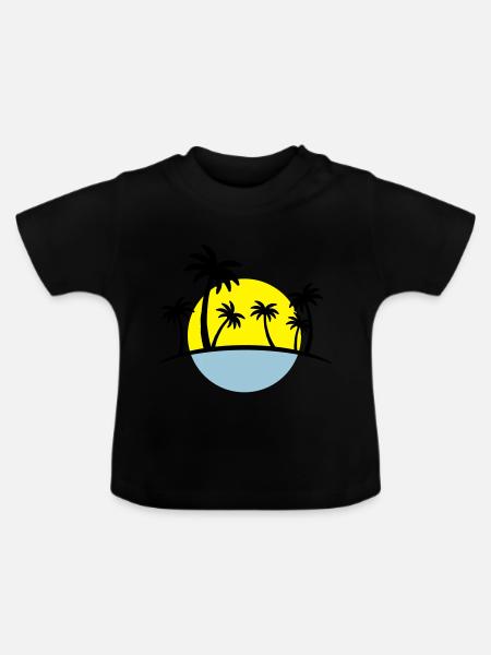 island sun palm - Baby Bio-T-Shirt mit Rundhals - Schwarz
