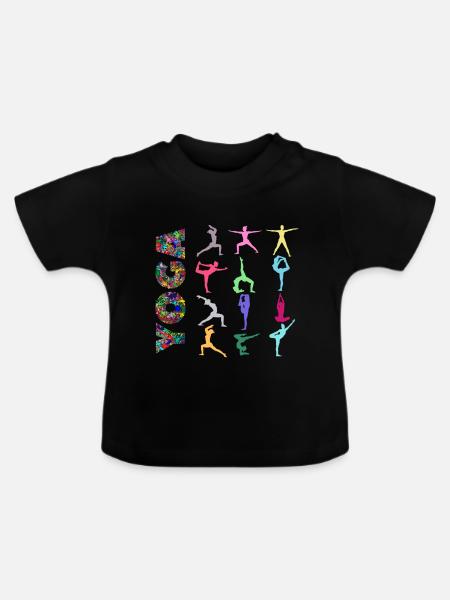 Yoga-Übungen - Baby Bio-T-Shirt mit Rundhals - Schwarz