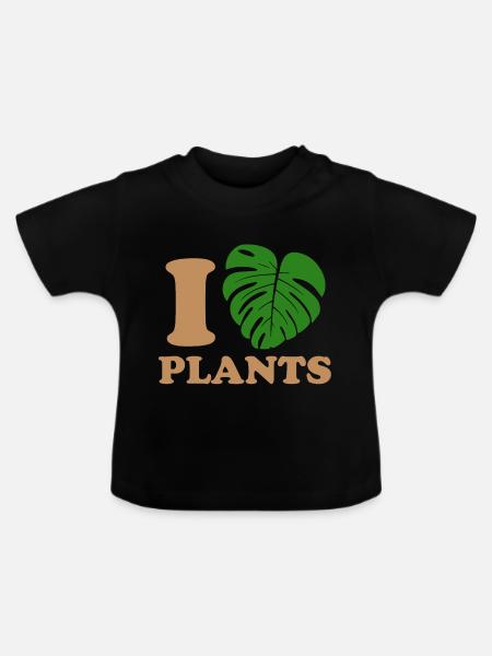 Pflanzen fallen - Baby Bio-T-Shirt mit Rundhals - Schwarz
