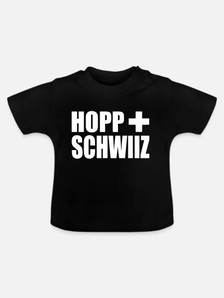 Hopp schwiiz - Baby Bio-T-Shirt mit Rundhals - Schwarz
