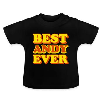 Andy Prénom Drôle de cadeau - T-shirt bio col rond Bébé - noir - Devant