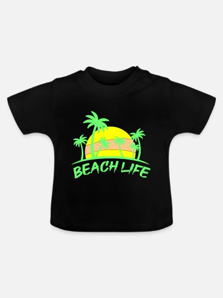 beach life - Baby Bio-T-Shirt mit Rundhals - Schwarz