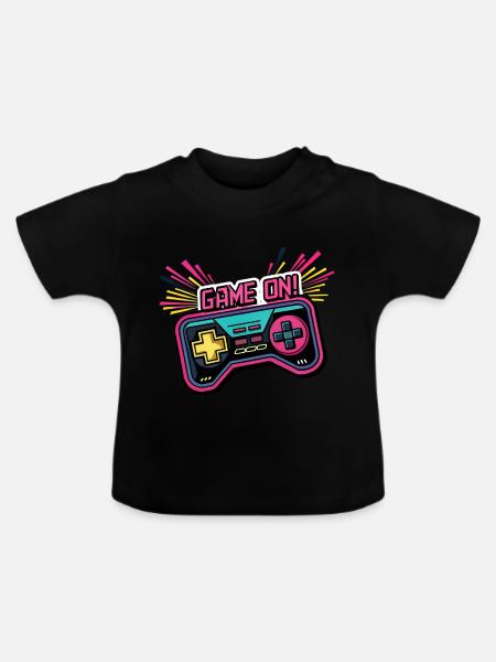 GAME ON. GAMECONTROLLER. SPIELPAD - Baby Bio-T-Shirt mit Rundhals - Schwarz