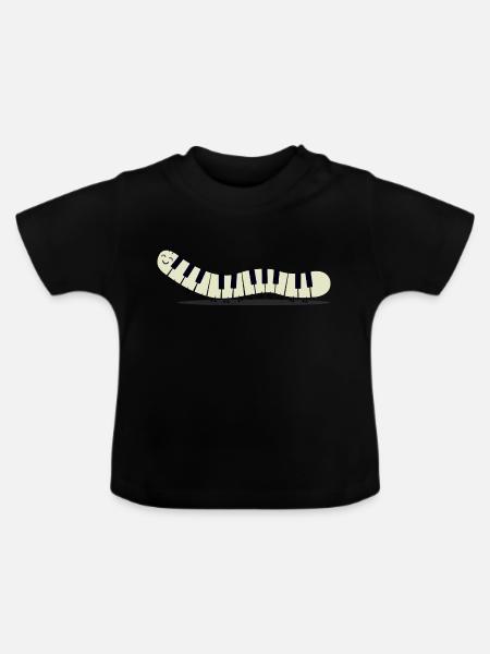 Piano Caterpillar - Funny - T-shirt bio col rond Bébé - noir