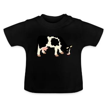 cow , cow - Baby Organic T-Shirt with Round Neck - black - Front