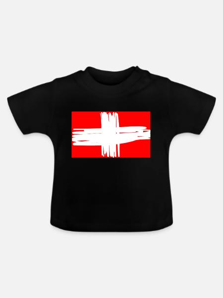Schweizer Fahne - Baby Bio-T-Shirt mit Rundhals - Schwarz