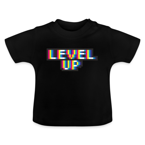 Pixelart No. 21 (Level Up) - bunt/colour - Baby Bio-T-Shirt mit Rundhals