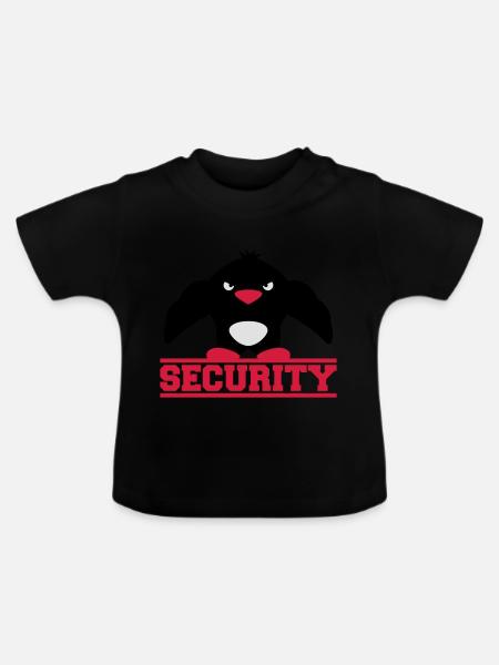 Security Muscle Penguin - Baby Bio-T-Shirt mit Rundhals - Schwarz