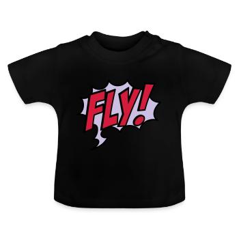 fly - Baby Organic T-Shirt with Round Neck - black - Front