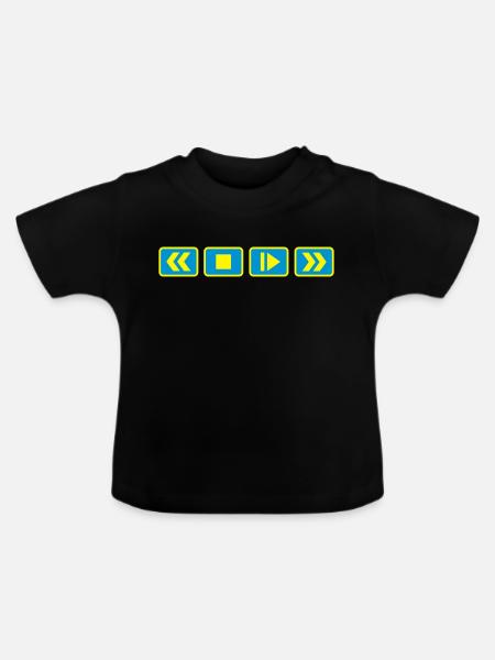 play_button_2_f2 - Baby Bio-T-Shirt mit Rundhals - Schwarz