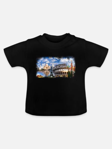 Weltreisen - Baby Bio-T-Shirt mit Rundhals - Schwarz