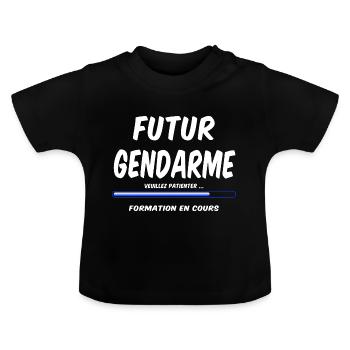 gendarme / gendarmerie - T-shirt bio col rond Bébé - noir - Devant