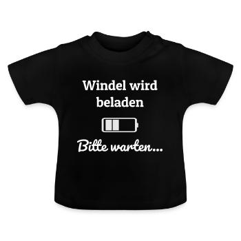 windel wird beladen weiß - Baby Bio-T-Shirt mit Rundhals - Schwarz - Vorne