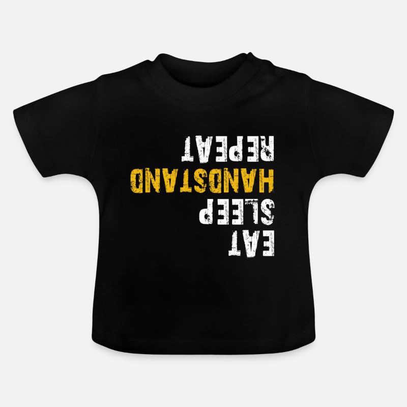 manger dormir handstand répéter - T-shirt bio col rond Bébé - noir