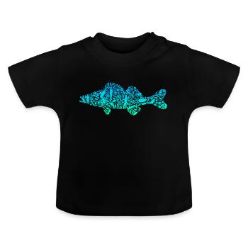 Zander Fishing Fish Colored Predatory Fish Angler - Baby Organic T-Shirt with Round Neck - black - Front
