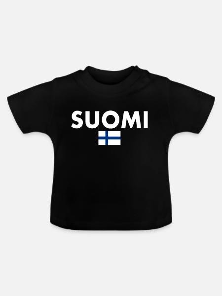 Suomi - Baby Bio-T-Shirt mit Rundhals - Schwarz