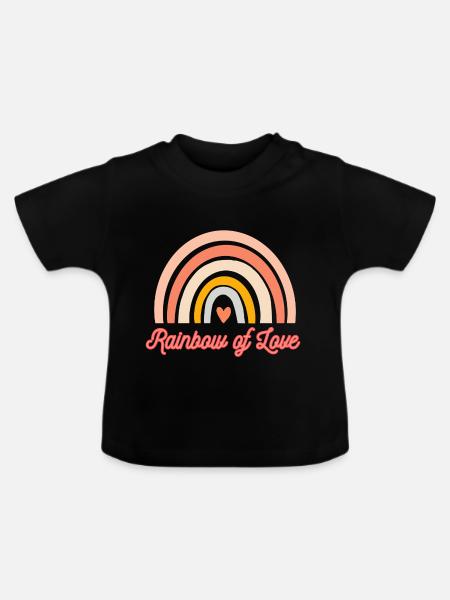 Regenbogen der Liebe - Baby Bio-T-Shirt mit Rundhals - Schwarz