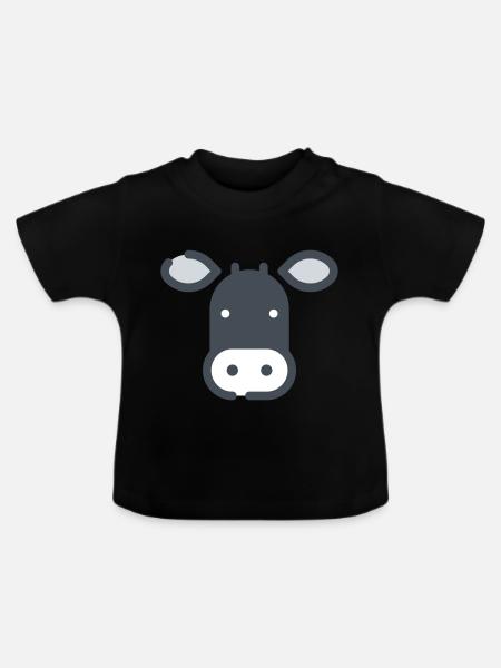 Kuh - Baby Bio-T-Shirt mit Rundhals - Schwarz