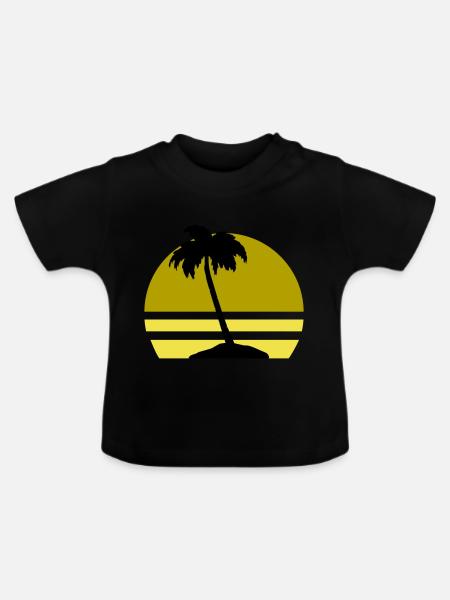 palmen insel - Baby Bio-T-Shirt mit Rundhals - Schwarz