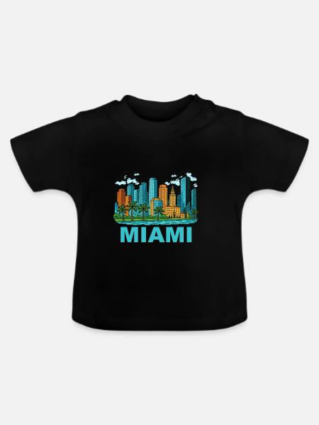 miami stadt - Baby Bio-T-Shirt mit Rundhals - Schwarz