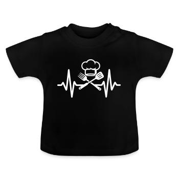 Heartbeat Küchenchef - Baby Bio-T-Shirt mit Rundhals - Schwarz - Vorne