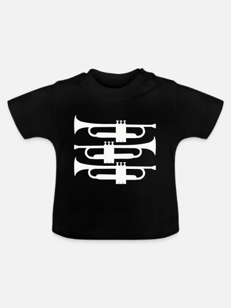 trompeten - Baby Bio-T-Shirt mit Rundhals - Schwarz