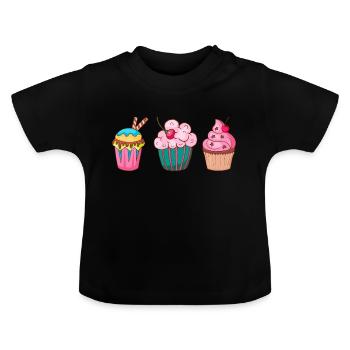 Cupcake Muffin Kuchen Backen Süßigkeiten Törtchen - Baby Bio-T-Shirt mit Rundhals - Schwarz - Vorne