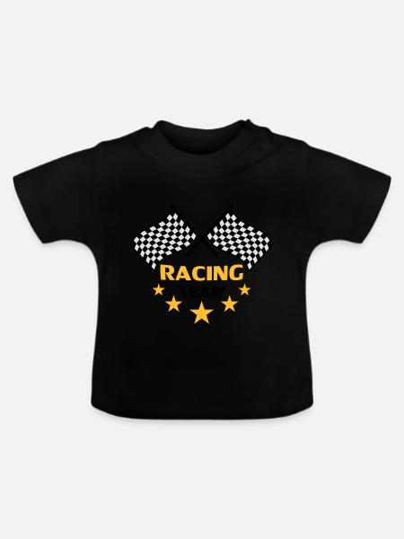 racing_team - Baby Bio-T-Shirt mit Rundhals - Schwarz