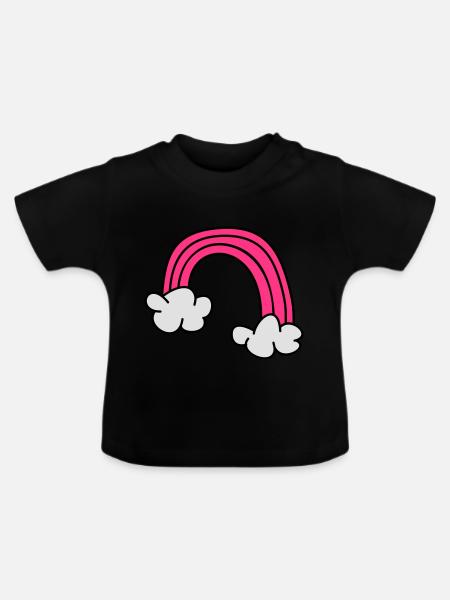 Kinderzeichnungen: Regenbogen - Baby Bio-T-Shirt mit Rundhals - Schwarz