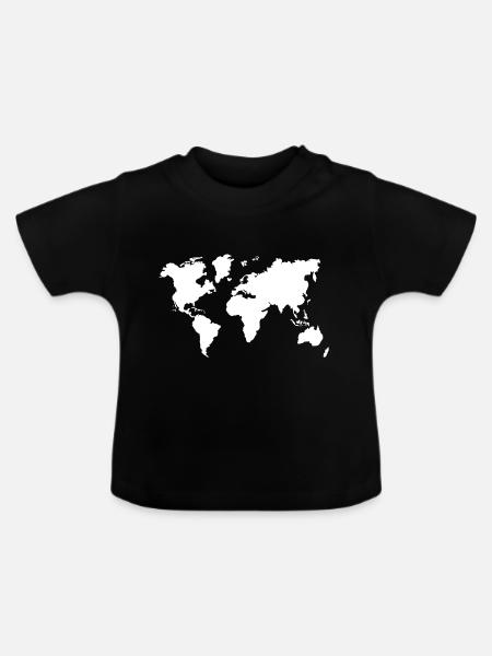 Weltkarte Reise Kontinente - Baby Bio-T-Shirt mit Rundhals - Schwarz