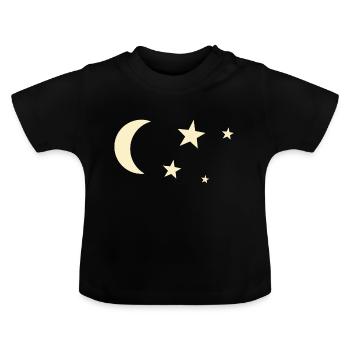 moon and stars - Baby Organic T-Shirt with Round Neck - black - Front