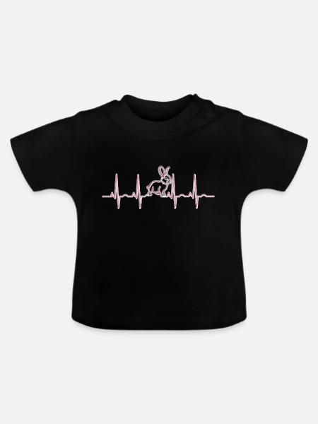 Hase Herzfrequenz - Baby Bio-T-Shirt mit Rundhals - Schwarz