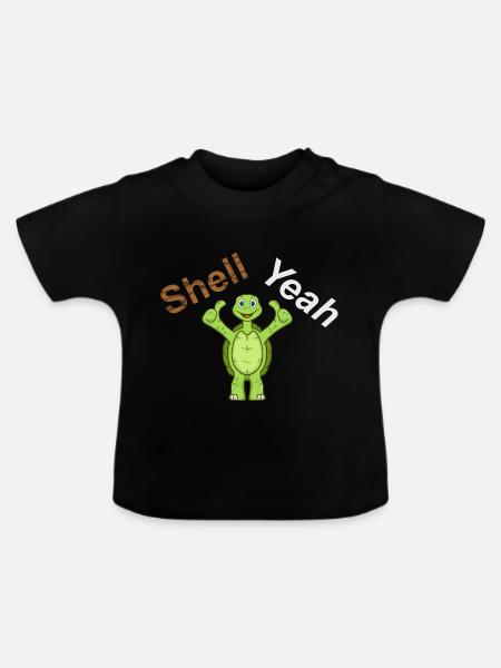 Shell Yeah Schildkröte Turtle - Baby Bio-T-Shirt mit Rundhals - Schwarz