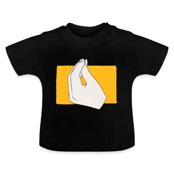 Englische handgelbe Version - Baby Bio-T-Shirt mit Rundhals - Schwarz - Vorne