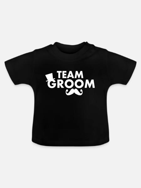 Team groom - Baby Bio-T-Shirt mit Rundhals - Schwarz