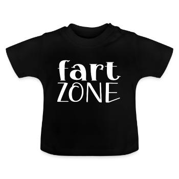 Fart Zone - Lustiger Spruch - Baby Bio-T-Shirt mit Rundhals - Schwarz - Vorne