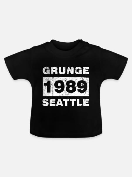 GRUNGE SEATTLE 1989 - Baby Bio-T-Shirt mit Rundhals - Schwarz
