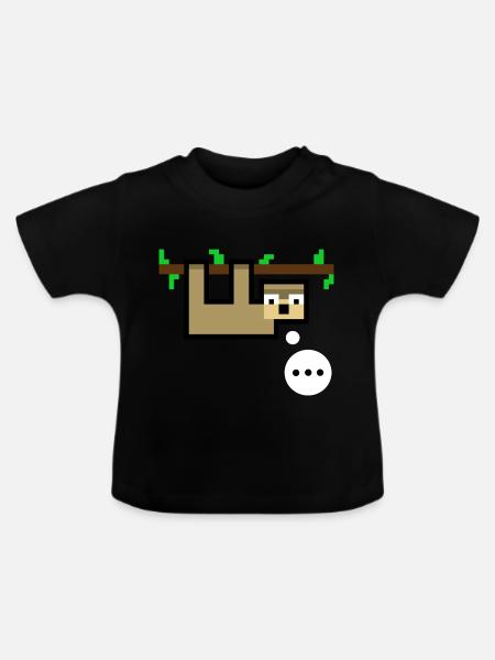 Faultier ist sprachlos - Baby Bio-T-Shirt mit Rundhals - Schwarz