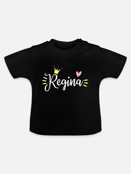 Regina Name Krone - Baby Bio-T-Shirt mit Rundhals - Schwarz