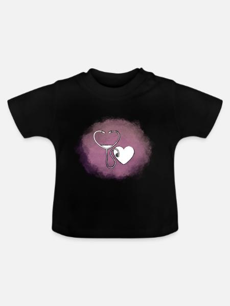 Herz - Baby Bio-T-Shirt mit Rundhals - Schwarz