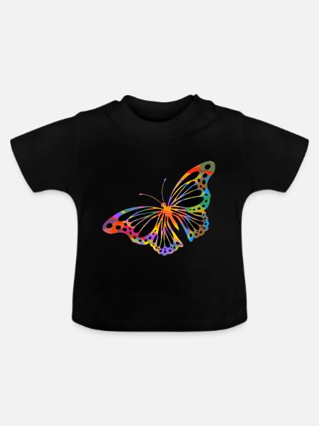 Schmetterling - Baby Bio-T-Shirt mit Rundhals - Schwarz