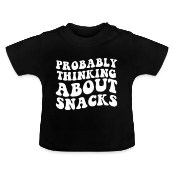Retro Probably Thinking About Snacks funny eating - T-shirt bio col rond Bébé - noir - Devant