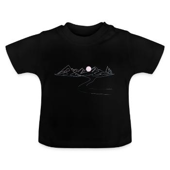 Ruhige Alpendämmerung Tranquil Alpine Dawn - Baby Bio-T-Shirt mit Rundhals - Schwarz - Vorne