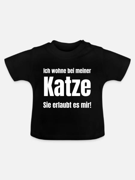 Katze als Mitwohner - Baby Bio-T-Shirt mit Rundhals - Schwarz