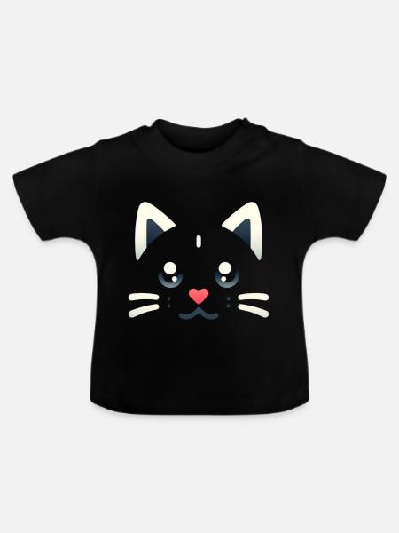 Kawaii Kätzchen, Haustiere - Baby Bio-T-Shirt mit Rundhals - Schwarz