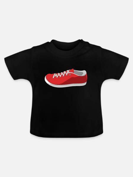 Schuh Rendering - Baby Bio-T-Shirt mit Rundhals - Schwarz