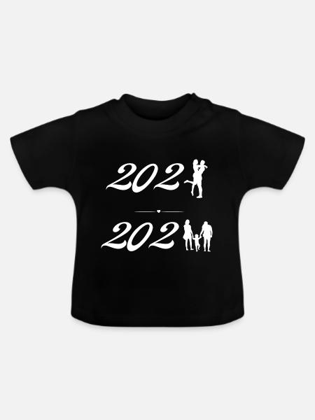Schwangerschaftsankündigung 2023 - Baby Bio-T-Shirt mit Rundhals - Schwarz