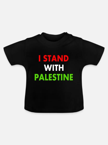 I stand with palestine - Baby Bio-T-Shirt mit Rundhals - Schwarz